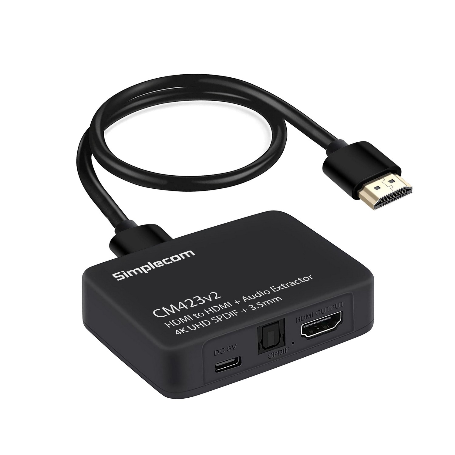 Simplecom, CM423v2, HDMI, Audio, Extractor, 4K, HDMI, to, HDMI, and, Optical, SPDIF, +, 3.5mm, Stereo, 