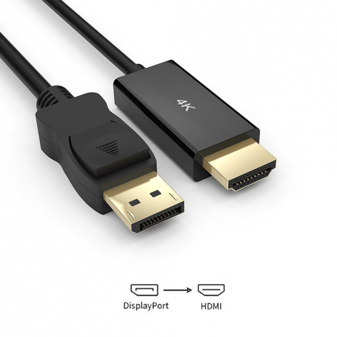 Simplecom, DA201, 4K, DisplayPort, to, HDMI, Cable, 1.8M, 