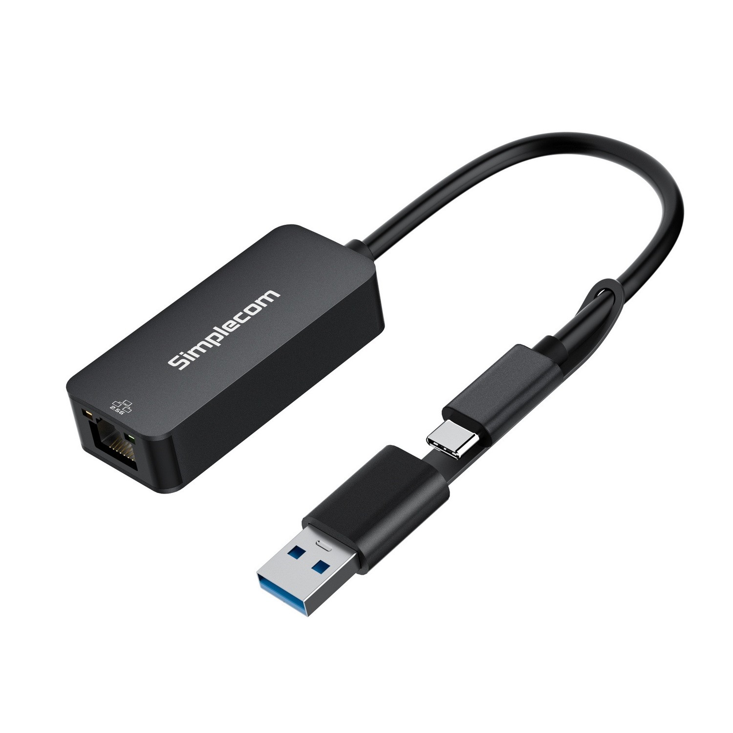 Simplecom, NU405, SuperSpeed, USB-C, and, USB-A, to, 2.5G, Ethernet, Network, Adapter, Aluminium, 2.5Gbps, LAN, 