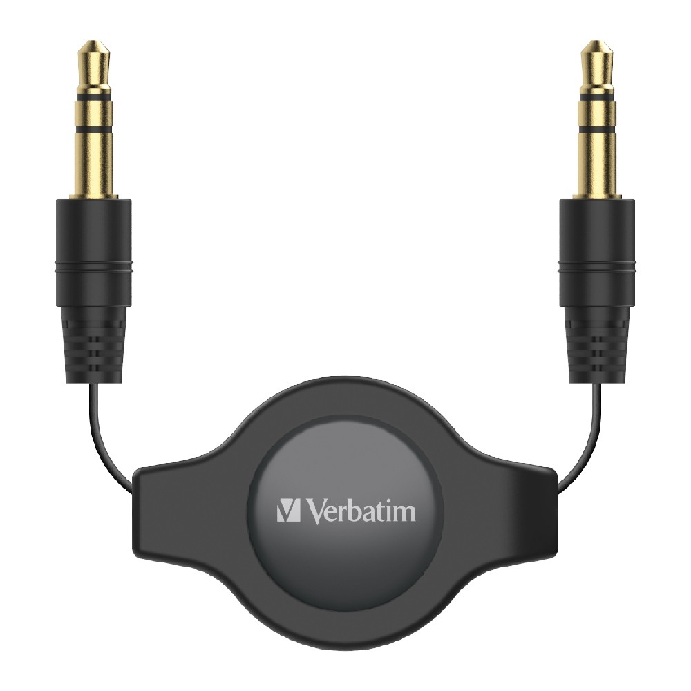 Verbatim, 3.5mm, Aux, Audio, Cable, Retractable, 75cm, -, Black, 