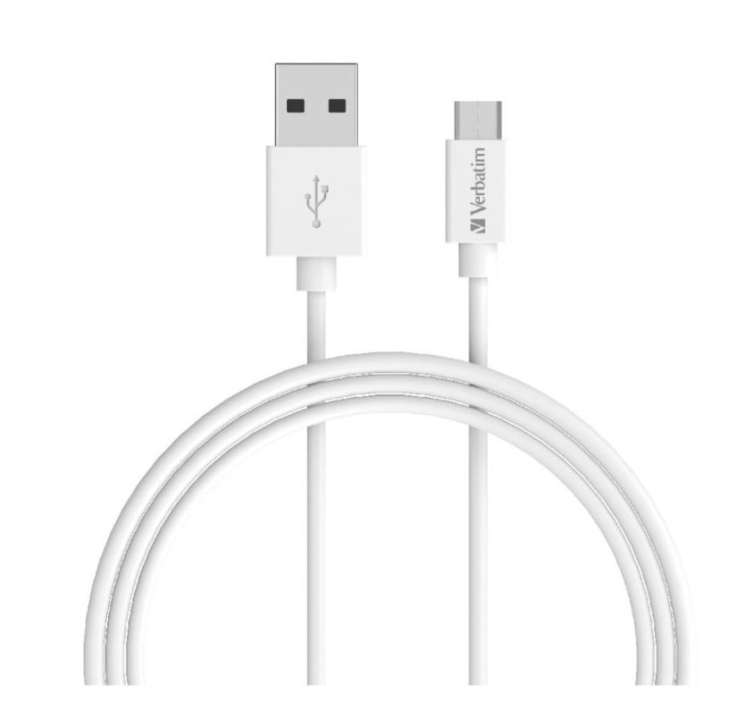 Verbatim, Charge, &, Sync, microUSB, Cable, 1m, -, White, 