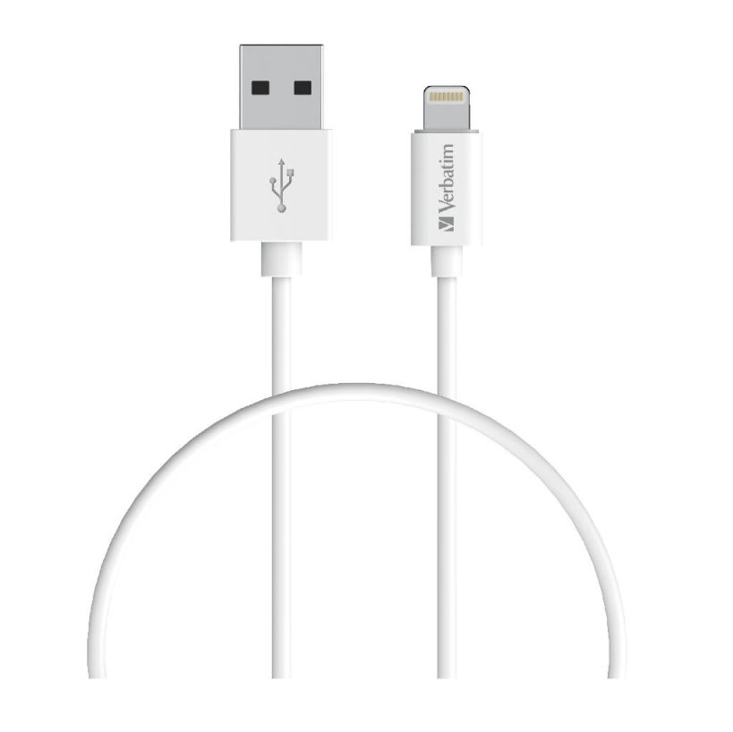 Cables/Verbatim: Verbatim, Charge, &, Sync, Lightning, Cable, 1m, -, White--Lightning, to, USB, A, 