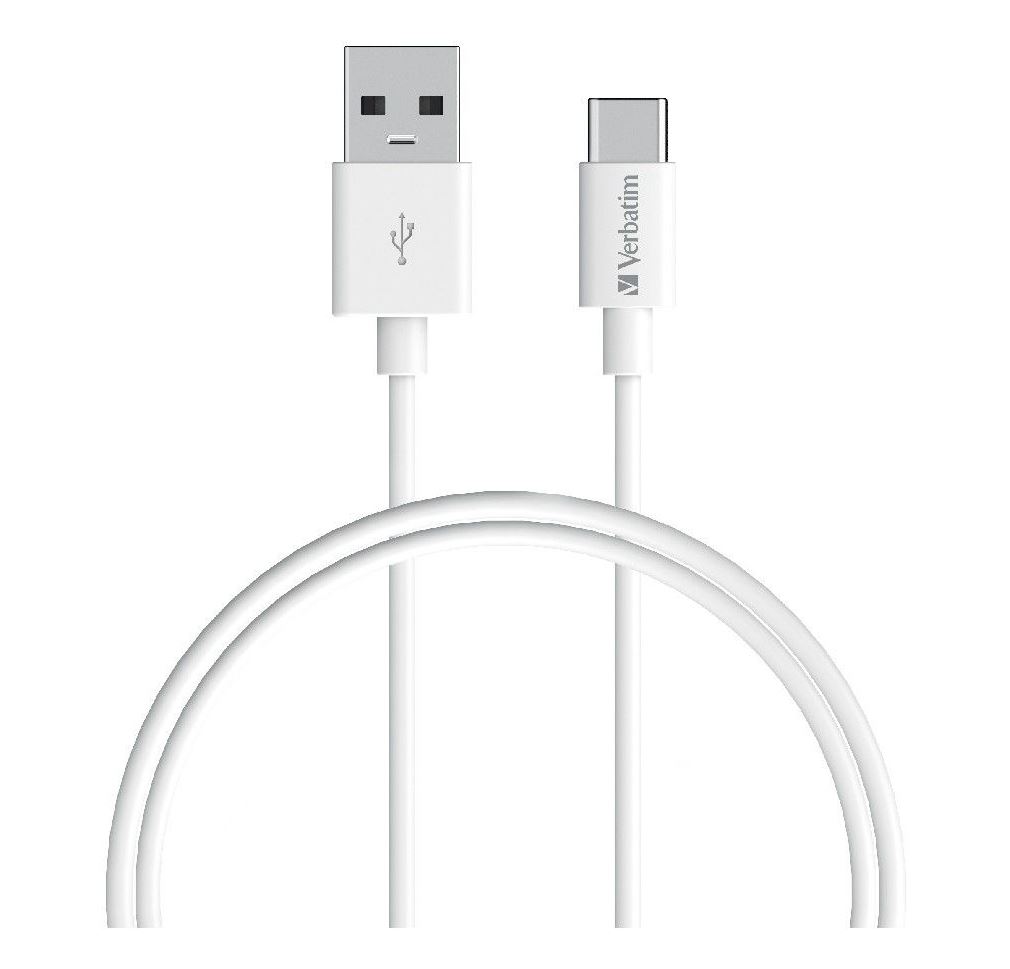 Verbatim, Charge, &, Sync, USB-C, Cable, 1m, -, White, USB, C, to, USB, A, 