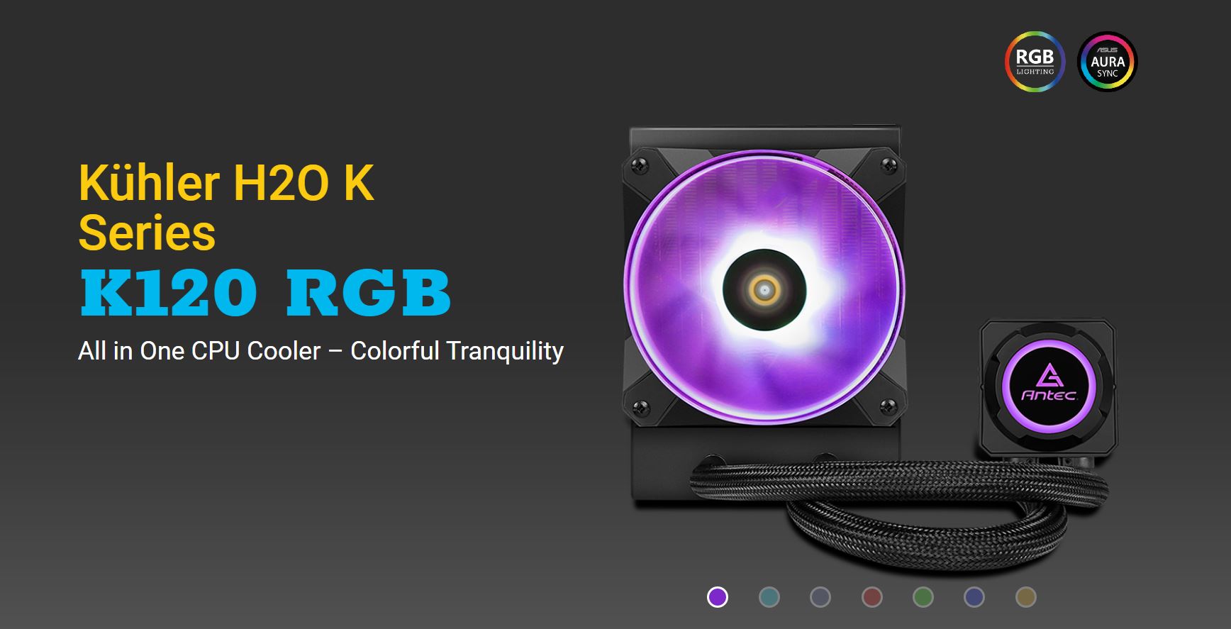 Antec, Kuhler, K120, RGB, All, in, One, CPU, Liquid, Cooler, LGA, 2066, 2011, AMx, FMx., 3, Yr, Warranty, 