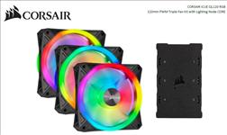 Corsair, QL120, RGB, Triple, Fan, Kit, with, Lighting, Node, Core, ICUE, 120mm, RGB, LED, PWM, Fan, 26dBA, 41.8, CFM, 3, Fan, Pack, 