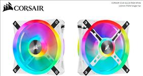 Corsair, QL120, RGB, White, ICUE, 120mm, RGB, LED, PWM, Fan, 26dBA, 41.8, CFM, Single, Pack, 