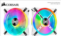 Corsair, QL140, RGB, White, ICUE, 140mm, RGB, LED, PWM, Fan, 26dBA, 50.2, CFM, Single, Pack, 