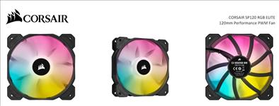 Corsair, Black, SP120, RGB, ELITE, 120mm, RGB, LED, PWM, Low, Noise, High, CFM, Fan, with, AirGuide, Single, Pack, 