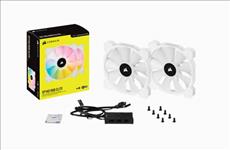 Corsair, White, SP140, RGB, ELITE, 140mm, RGB, LED, Fan, with, AirGuide, 68, CFM, Dual, Pack, with, Lighting, Node, CORE, 