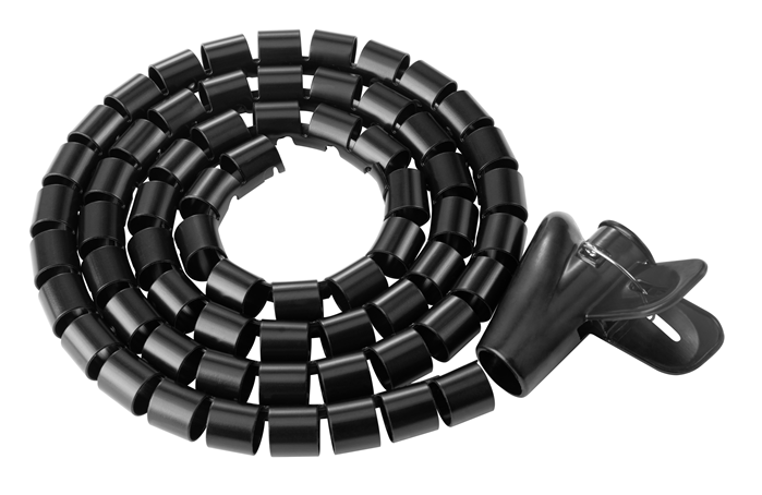 Brateck, 15mm/0.59, Diameter, Coiled, Tube, Cable, Sleeve, Material, Polyethylene(PE), Dimensions, 1000x15mm, -, Black, 