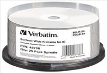 Verbatim, Blu-Ray, 25GB, 25Pk, Spindle, White, Wide, Ink, 