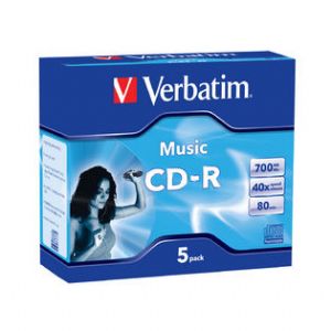 Verbatim, CD-R, 80Min, 5Pk, Audio, 40x, 