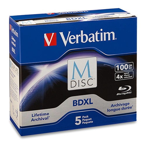 Verbatim, M, DISC, BDXL, 100GB, 4X, with, Branded, Surface, â€“, 5pk, Jewel, Case, Box, (LS), 