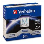 Verbatim, M, DISC, BDXL, 100GB, 4X, with, Branded, Surface, â€“, 5pk, Jewel, Case, Box, (LS), 