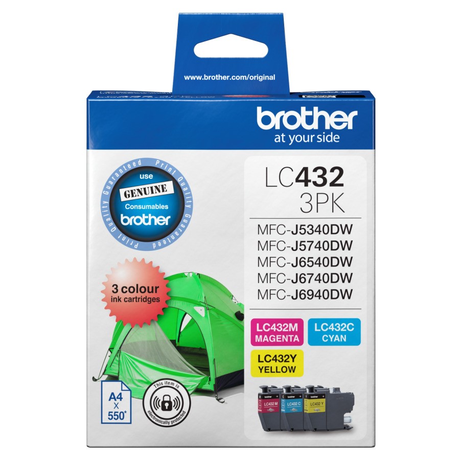 Brother, LC432, CMY, Colour, Pk, (up, to, 550, pages, each), 