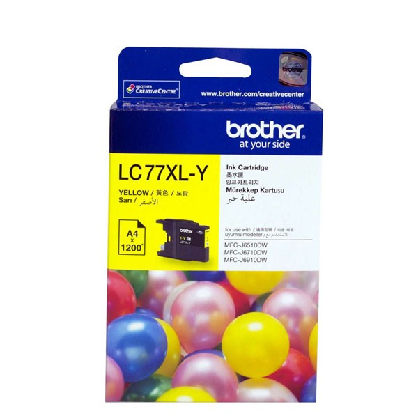 Brother, LC77XL, Yellow, Ink, Cart, (Up, to, 1, 200, pages), 
