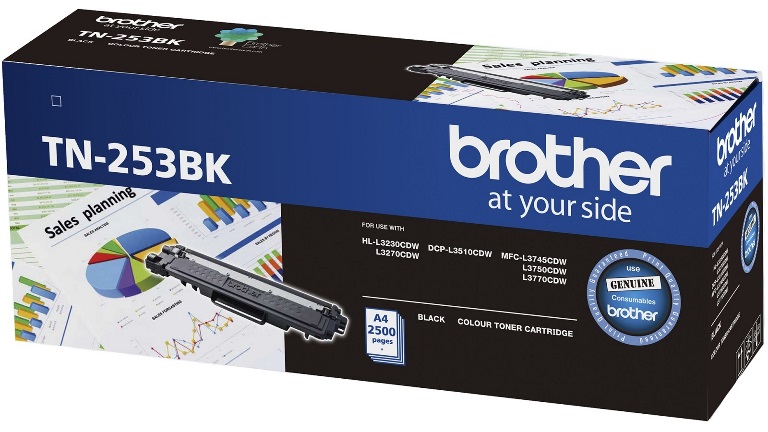 Brother, TN253, Black, Toner, Cart, (2, 500, pages), 