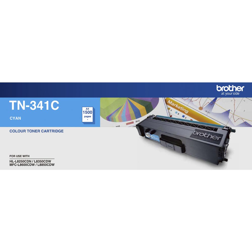 Brother, TN341, Cyan, Toner, Cart, (1, 500, pages), 