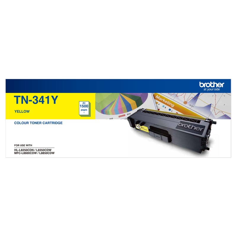 Brother, TN341, Yell, Toner, Cart, (1, 500, Pages), 