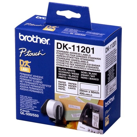 Brother, DK11201, White, Label, (400, (29x90mm), labels, per, roll), 