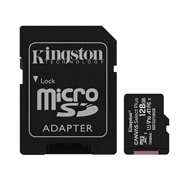 Kingston, 128GB, MicroSD, SDHC, SDXC, Class10, UHS-I, Memory, Card, 100MB/s, Read, 10MB/s, Write, with, standard, SD, adaptor, ~SDCS/128G, 