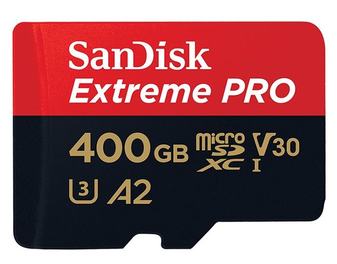 SanDisk, 400GB, microSD, Extreme, Pro, SDHC, SQXCG, 170MB/s, 90MB/s, V30, U3, C10, UHS-1, 4K, UHD, Shock, temperature, water, &, X-ray, proo, 