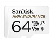 SanDisk, High, Endurance, 64GB, microSD, 100MB/s, 40MB/s, 5K, hrs, 4K, UHD, C10, U3, V30, -40Â°C, to, 85Â°C, Heat, Freeze, Shock, Temperatur, 