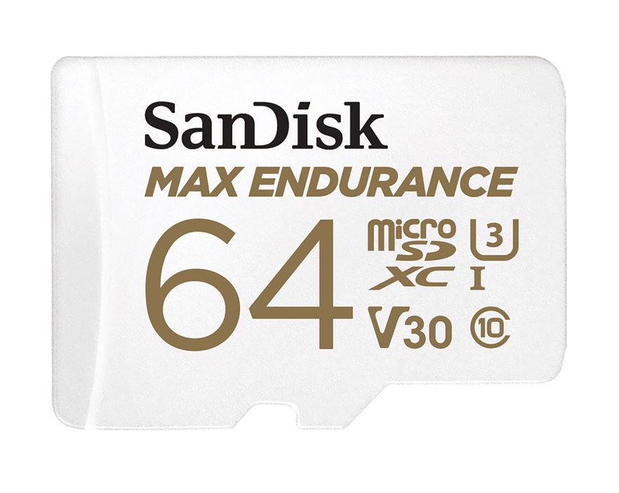 Storage - M.2 NVME/Sandisk: SanDisk, Max, Endurance, 64GB, microSDHCâ„¢, SQQVR, 30, 000, Hr, Hrs, UHS-I, C10, U3, V30, 100MB/s, R, 40MB/s, W, SD, adaptor, 5Y, 