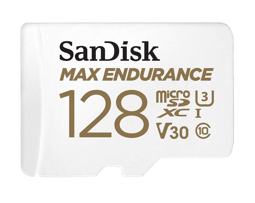 SanDisk, 128GB, Max, Endurance, microSDHCâ„¢, Card, SQQVR, 60, 000, Hr, Hrs, UHS-I, C10, U3, V30, 100MB/s, R, 40MB/s, W, SD, adaptor, 10Y, 