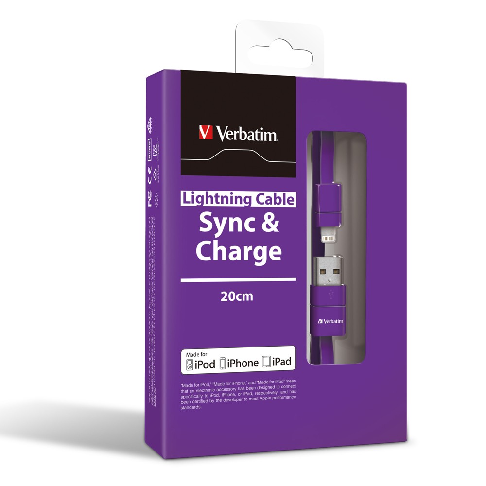 Verbatim, Super, Flexible, Lightning, Cable, -, Purple, 20cm, 