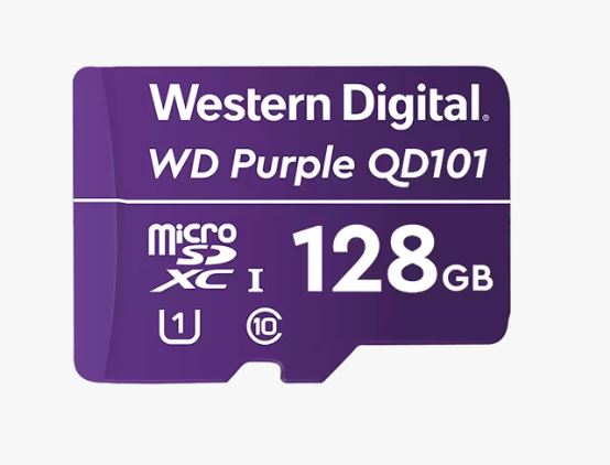 Western, Digital, WD, Purple, 128GB, MicroSDXC, Card, 24/7, -25Â°C, to, 85Â°C, Weather, Humidity, Resistant, for, Surveillance, IP, Camer, 