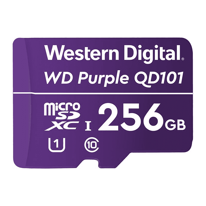 Western, Digital, WD, Purple, 256GB, MicroSDXC, Card, 24/7, -25Â°C, to, 85Â°C, Weather, &, Humidity, Resistant, for, Surveillance, IP, Cam, 