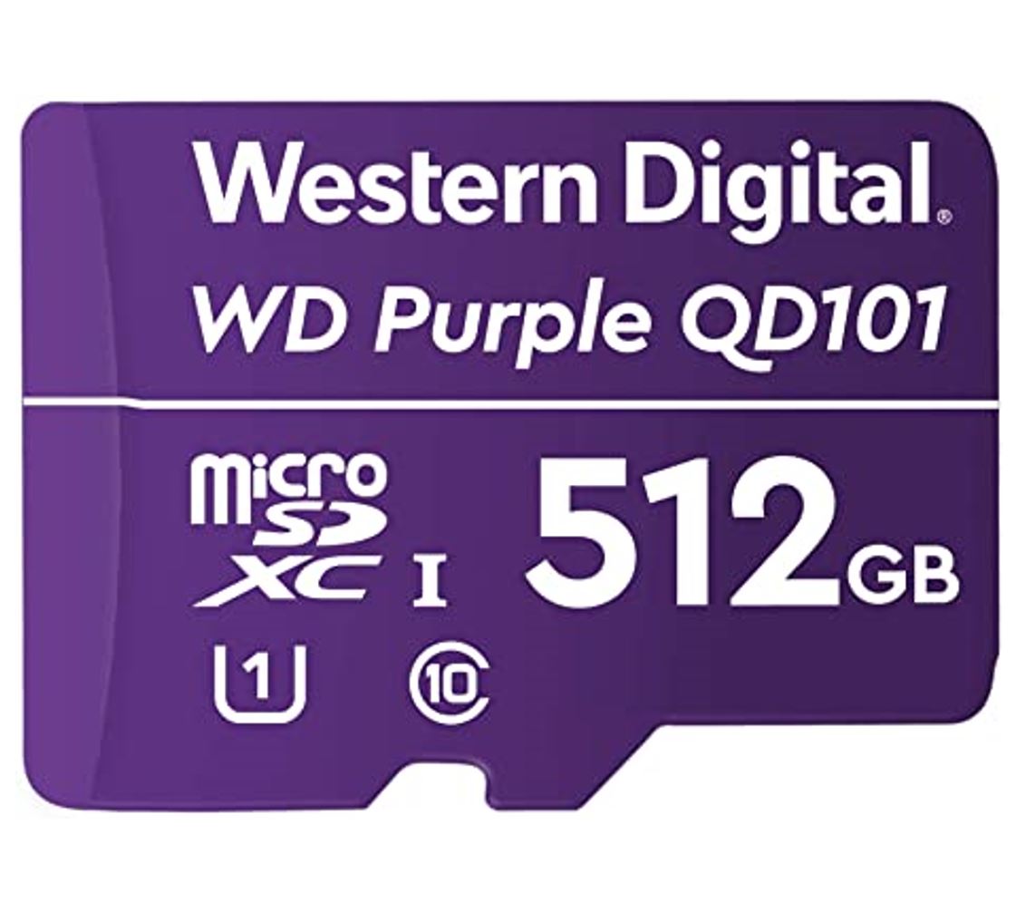 Storage - M.2 NVME/Western Digital: Western, Digital, WD, Purple, 512GB, MicroSDXC, Card, 24/7, -25Â°C, to, 85Â°C, Weather, &, Humidity, Resistant, for, Surveillance, IP, Cam, 