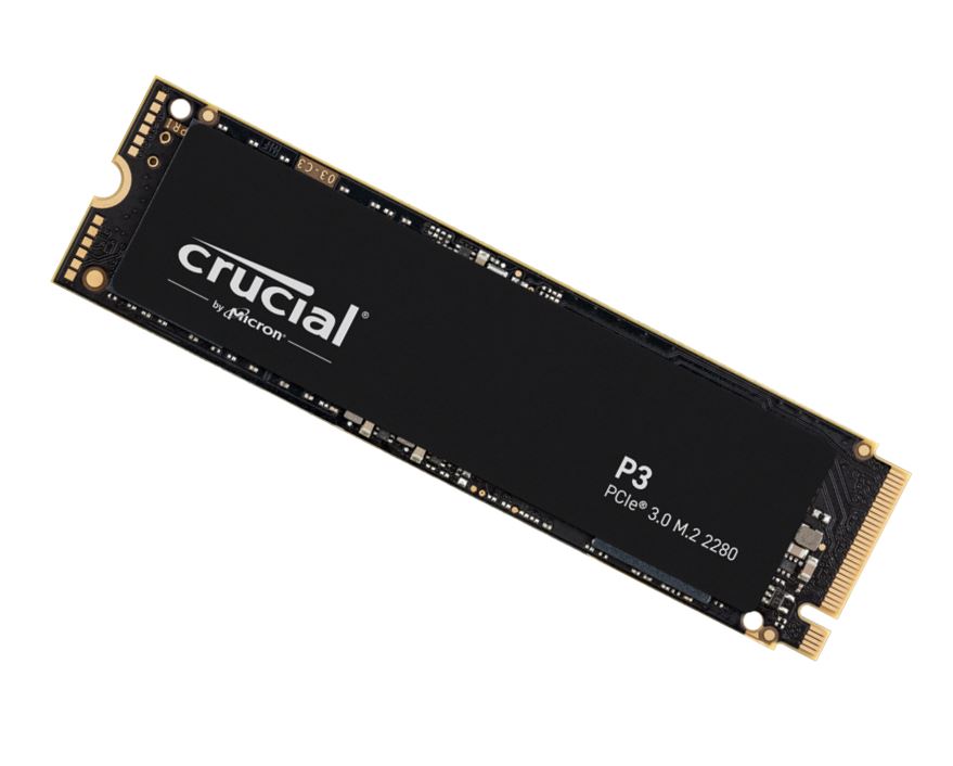Crucial, P3, 500GB, Gen3, NVMe, SSD, 3500/1900, MB/s, R/W, 110TBW, 350K/460K, IOPS, 1.5M, hrs, MTTF, Full-Drive, Encryption, M.2, PCIe3, 5y, 