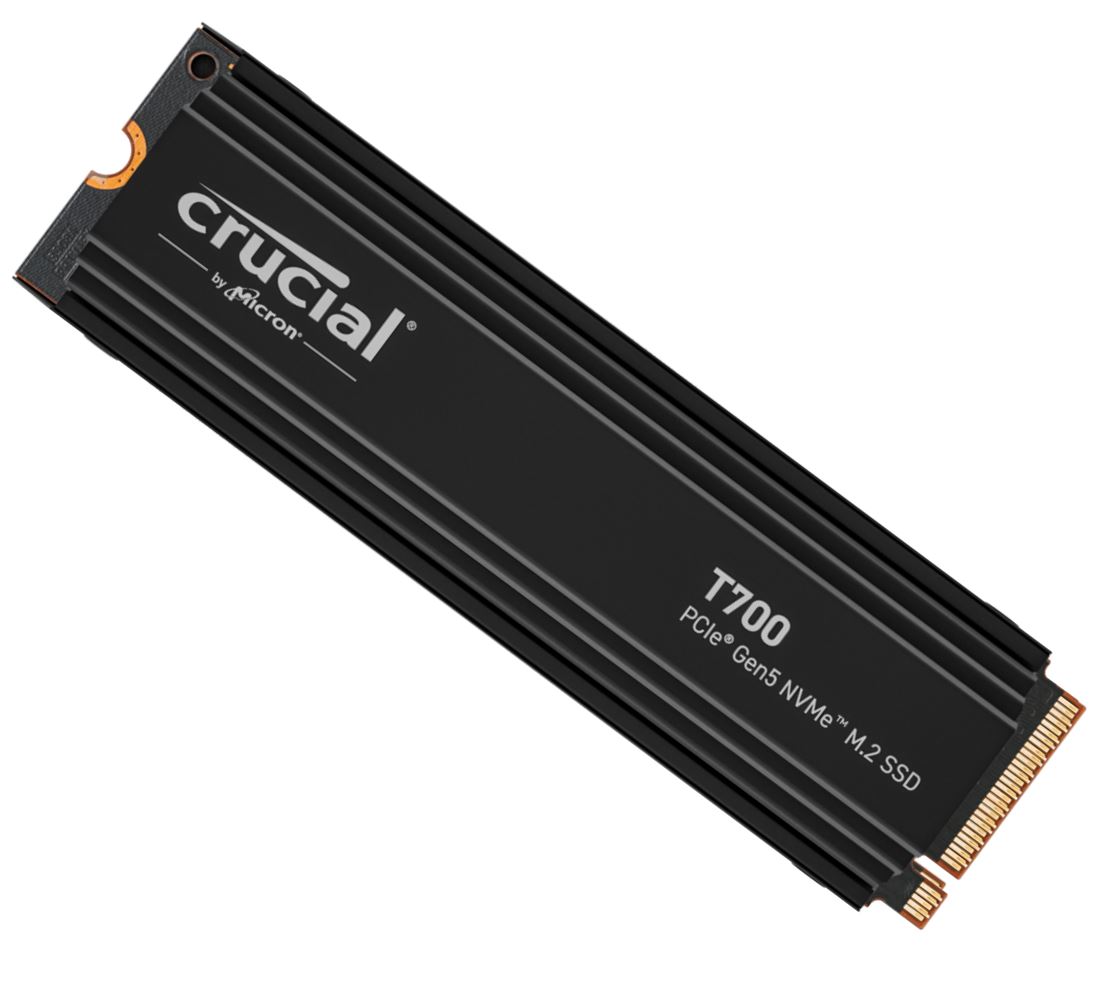 Crucial, T700, 1TB, Gen5, NVMe, SSD, Heatsink, -, 11700/9500, MB/s, R/W, 600TBW, 1500K, IOPs, 1.5M, hrs, MTTF, with, DirectStorage, for, Int, 