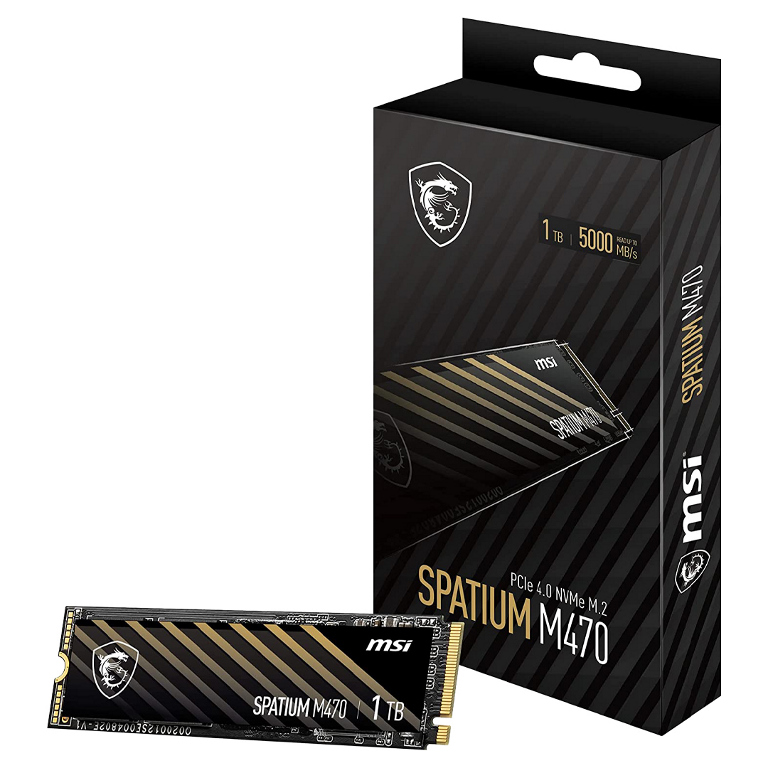 MSI, 1TB, M470, PCIe, 4.0, NVMe, M.2, SSD, 5000/4400, MB/s, Read/Write, PCI-E, NVMe, 1.3, 1600, TBW, 5, Year, Warranty, 
