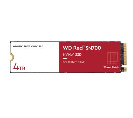 Western, Digital, WD, Red, SN700, 4TB, NVMe, NAS, SSD, 3400MB/s, 3100MB/s, R/W, 5100TBW, 550K/520K, IOPS, M.2, Gen3x4, 1.75M, hrs, MTBF, 5yr, 