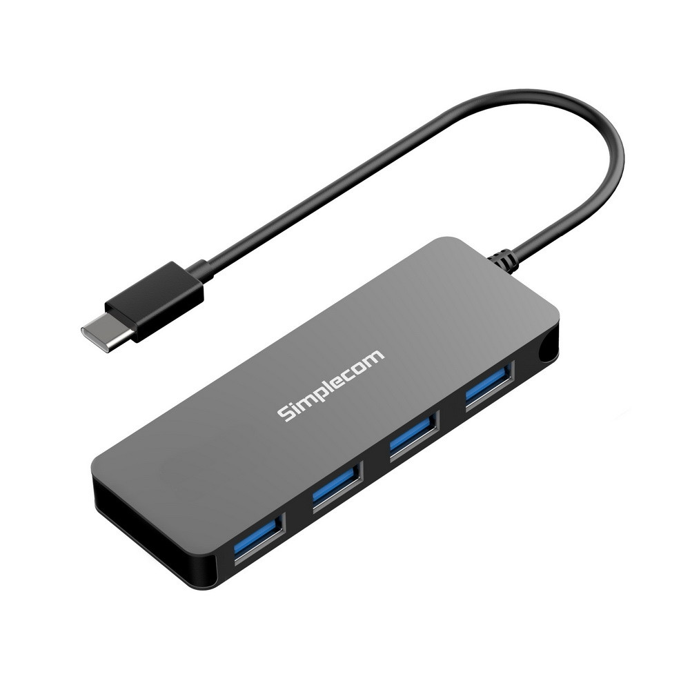 Simplecom, CH320, Ultra, Slim, Aluminium, USB, 3.1, Type, C, to, 4, Port, USB, 3.0, Hub, -, Black, 