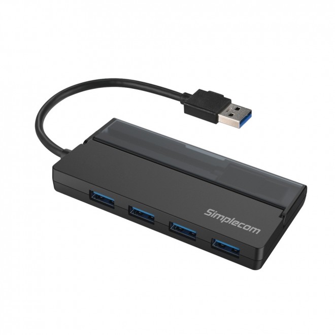 Simplecom, CH329, Portable, 4, Port, USB, 3.2, Gen1, (USB, 3.0), 5Gbps, Hub, with, Cable, Storage, -, Black, 