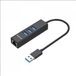 Simplecom, CHN420, Black, Aluminium, 3, Port, SuperSpeed, USB, HUB, with, Gigabit, Ethernet, Adapter, 