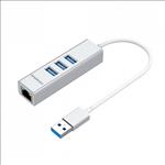 Simplecom, CHN420, Silver, Aluminium, 3, Port, SuperSpeed, USB, HUB, with, Gigabit, Ethernet, Adapter, 