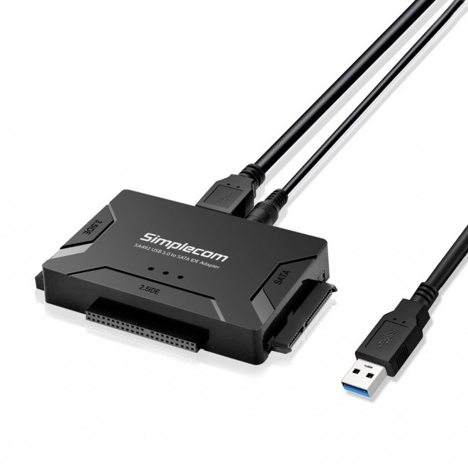 Simplecom, SA492, USB, 3.0, to, 2.5, 3.5, 5.25, SATA, IDE, Adapter, with, Power, Supply, ---, Alternative, replacement, SA491, 