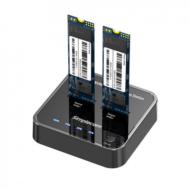Storage - External/Simplecom: Simplecom, SD550, USB, 3.2, Gen2, to, Dual, Bay, NVMe, M.2, SSD, Docking, Station, Duplicator, Offline, Clone, 