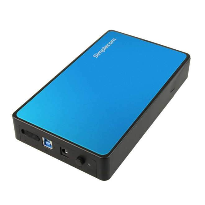 Simplecom, SE325, Tool, Free, 3.5, SATA, HDD, to, USB, 3.0, Hard, Drive, Enclosure, -, Blue, Enclosure, 