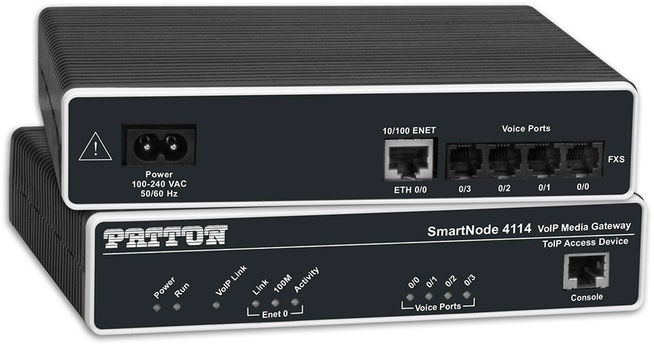 Patton, SN4114/JO, SmartNode, 4, FXO, VoIP, Gateway, 1x10/100baseT, H.323, and, SIP, External, Power, 