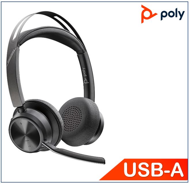 Plantronics/Poly, Voyager, Focus, 2, UC, Standard, USB-A, No, Stand, up, to, 19, hours, Active, Noise, Canceling, Acoustic, Fence, 