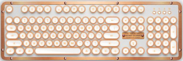 AZIO, RETRO, CLASSIC, BT, Vintage, Typewriter, Bluetooth, &, USB, Backlit, Mechanical, Keyboard, -, Alloy, Leather, Trim, POSH, -, USB-C, C, 