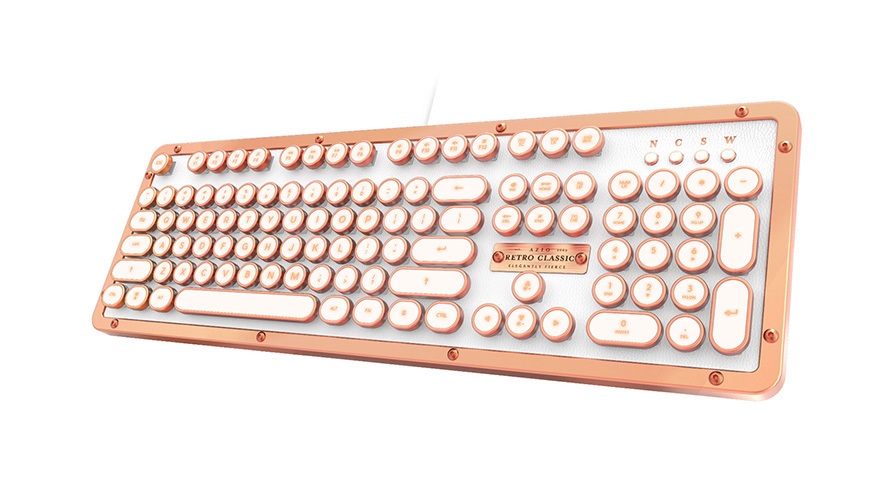 Azio, Retro, Keyboard, White, 