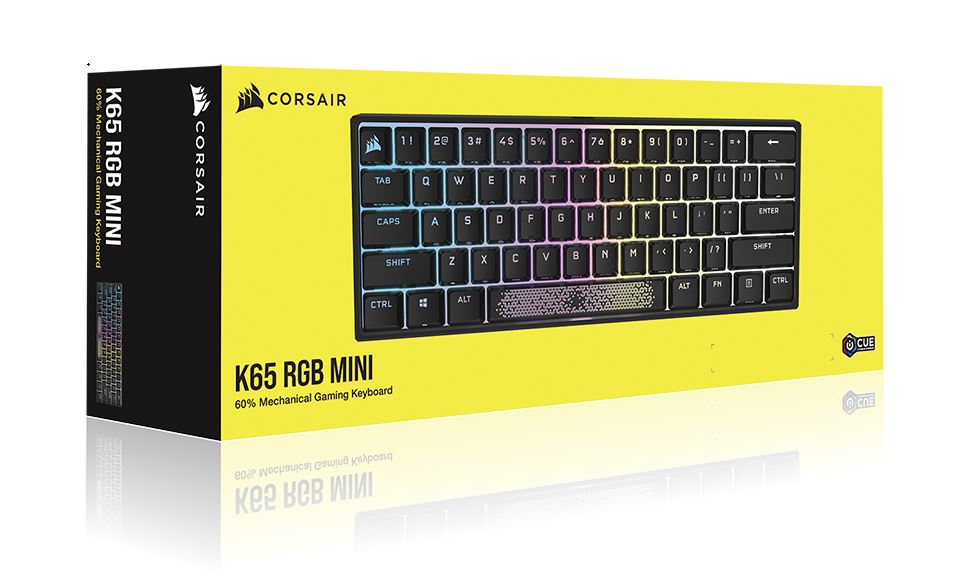Keyboards and Mice/Corsair: Corsair, K65, RGB, MINI, 60%, Mechanical, Gaming, Keyboard, Backlit, RGB, LED, CHERRY, MX, SPEED, Keyswitches, Black, -, 