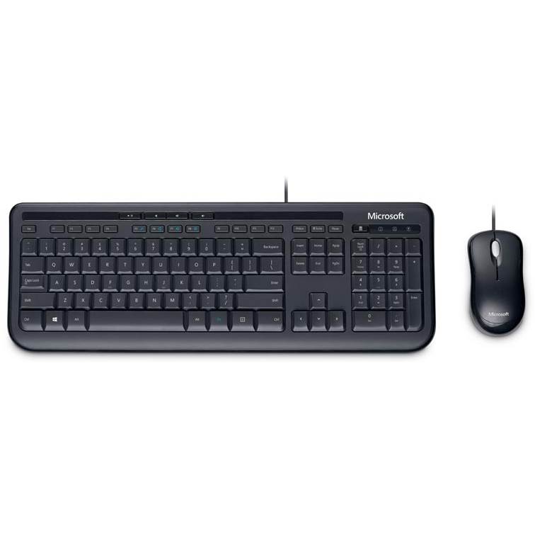 Microsoft, Wired, Desktop, 600, K&M, USB, Black, Mouse, &, Keyboard, Combo, -, Spill, Resistant, Retail, Pack, 